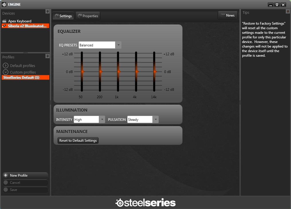 SteelSeries Siberia V2 Heat Orange Headset - Software